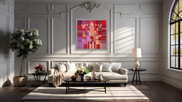 Radiant Legacy: A Modern Menorah in Red - Image 2