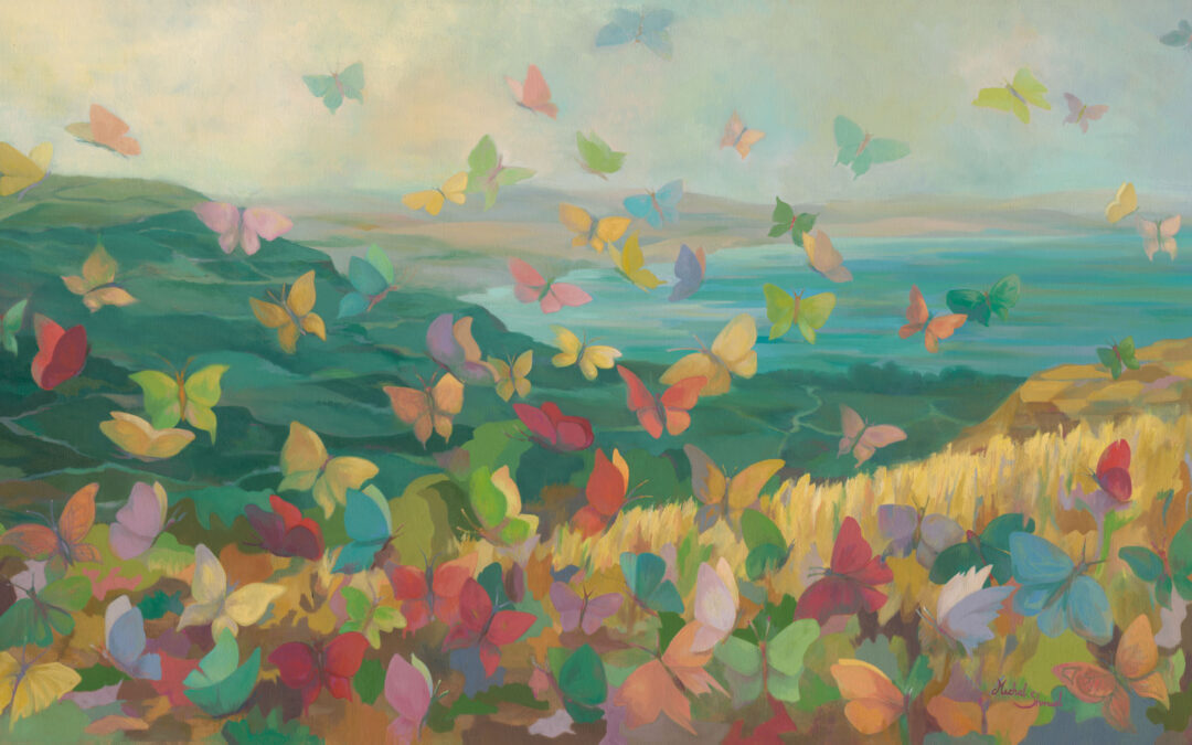 Butterflies of the Promised Land – original Land of Israel painting by Israeli artist Michal Shmuel
