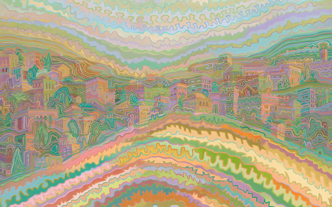 Layers of Light: Jerusalem – original Design/Abstract, Jerusalem, Land of Israel painting by Israeli artist Michal Shmuel